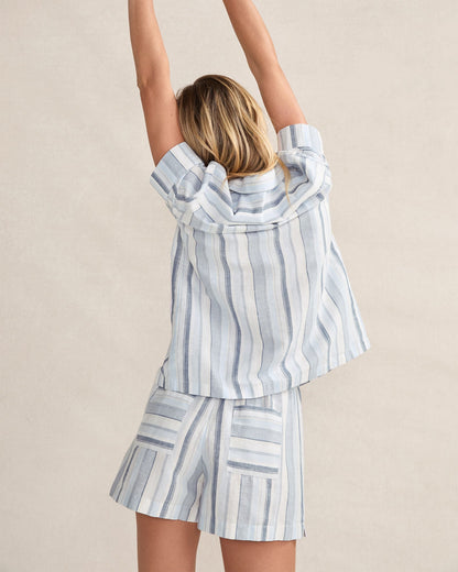 ORGANIC COTTON LINEN COASTAL STRIPE SLEEP SET | Talbots