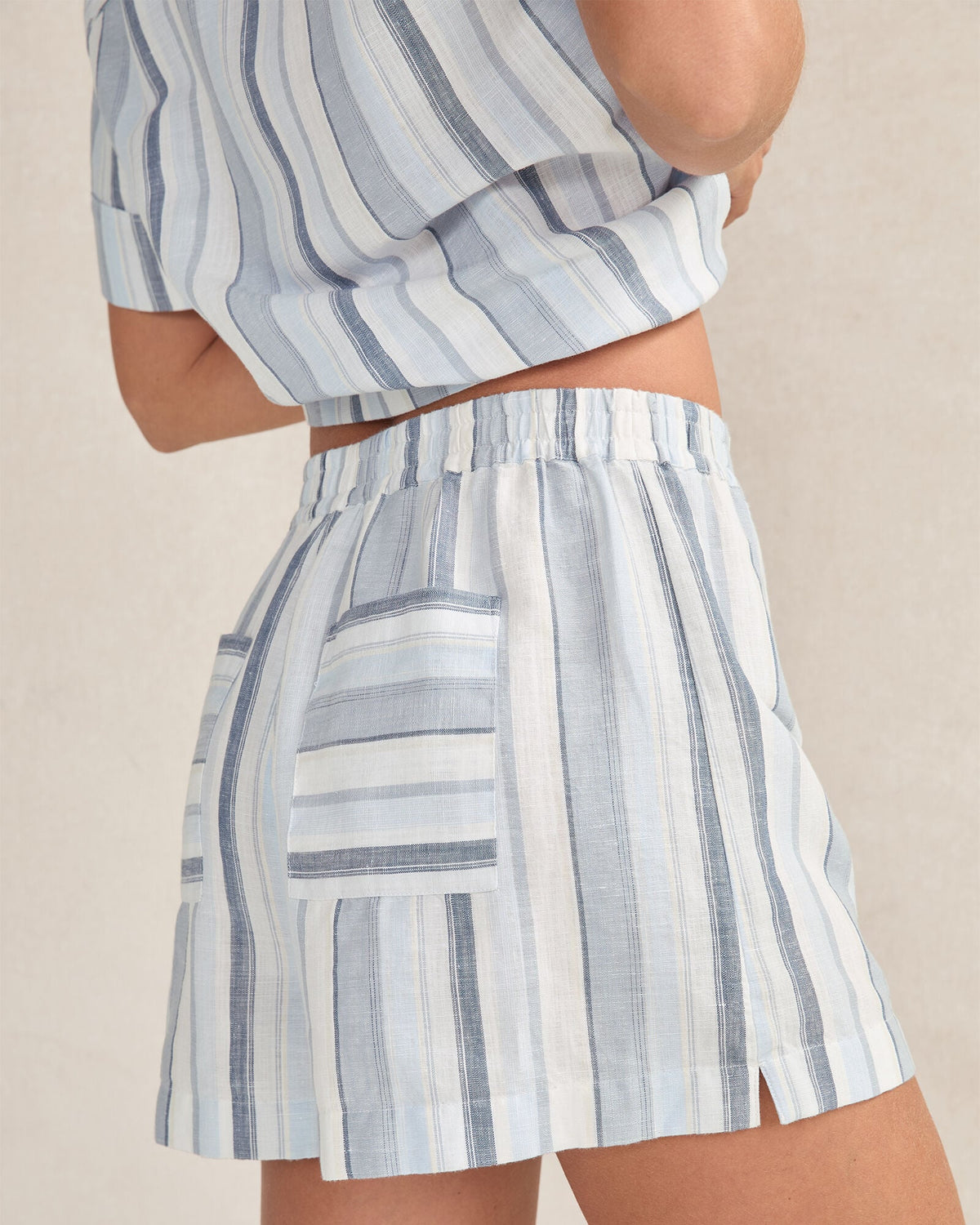 ORGANIC COTTON LINEN COASTAL STRIPE SLEEP SET | Talbots