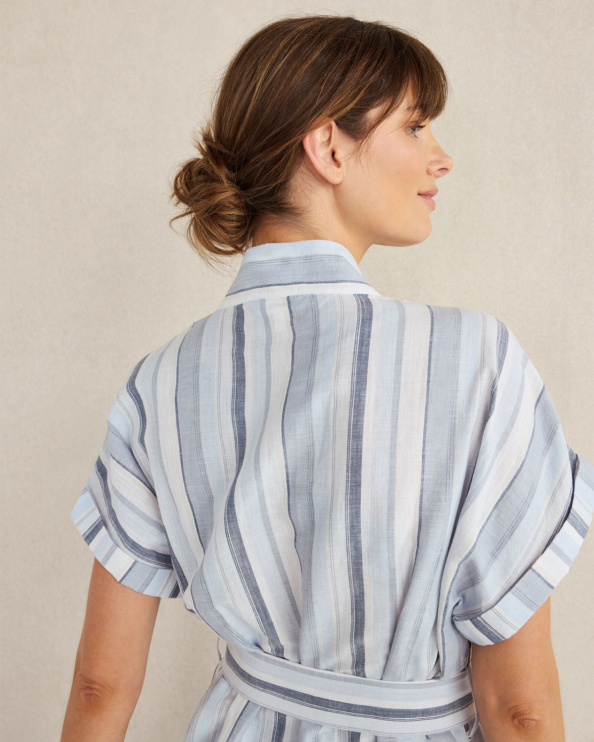 ORGANIC COTTON LINEN COASTAL STRIPE ROBE | Talbots