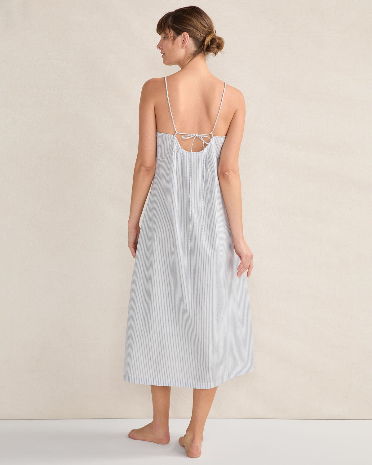 ORGANIC COTTON POPLIN DELICATE STRIPE SLEEP DRESS | Talbots