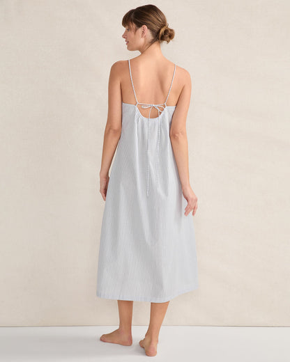 ORGANIC COTTON POPLIN DELICATE STRIPE SLEEP DRESS | Talbots