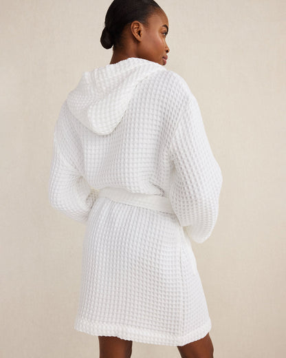 ORGANIC COTTON WAFFLE HOODED ROBE | Talbots