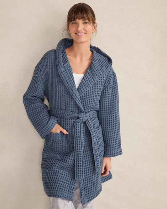 ORGANIC COTTON WAFFLE HOODED ROBE | Talbots