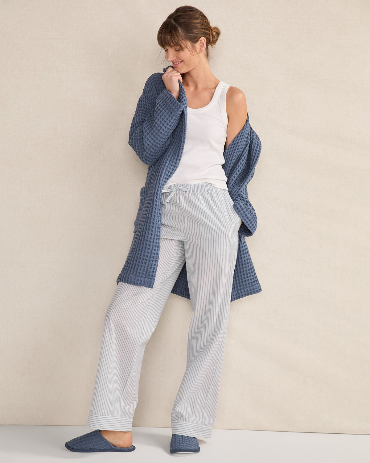 ORGANIC COTTON WAFFLE HOODED ROBE | Talbots