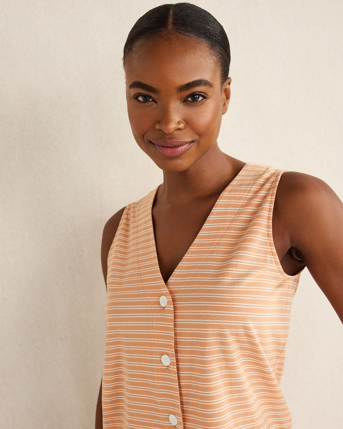 ORGANIC COTTON JERSEY STRIPED SLEEP TANK | Talbots
