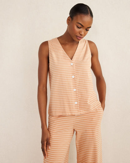 ORGANIC COTTON JERSEY STRIPED SLEEP TANK | Talbots