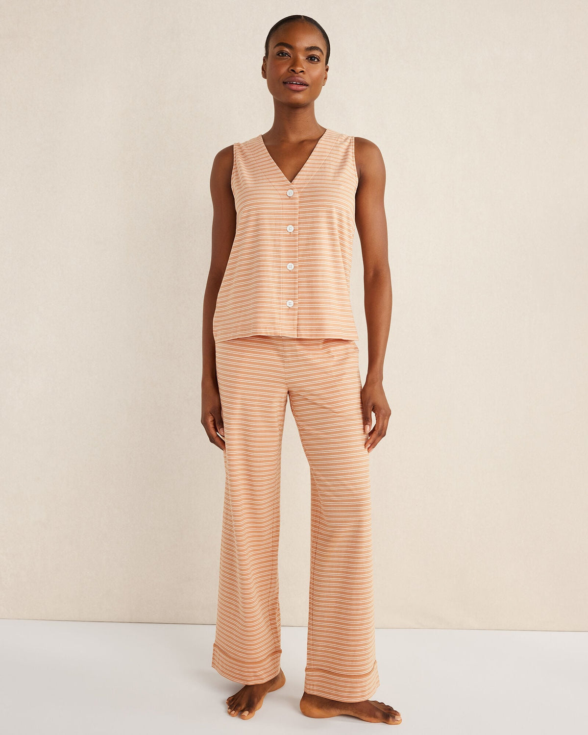 ORGANIC COTTON JERSEY STRIPED SLEEP PANTS | Talbots