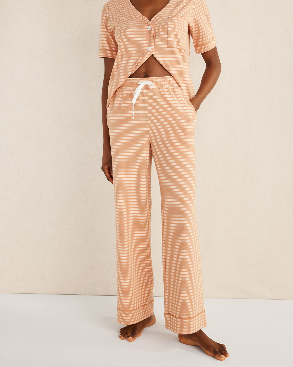 ORGANIC COTTON JERSEY STRIPED SLEEP PANTS | Talbots
