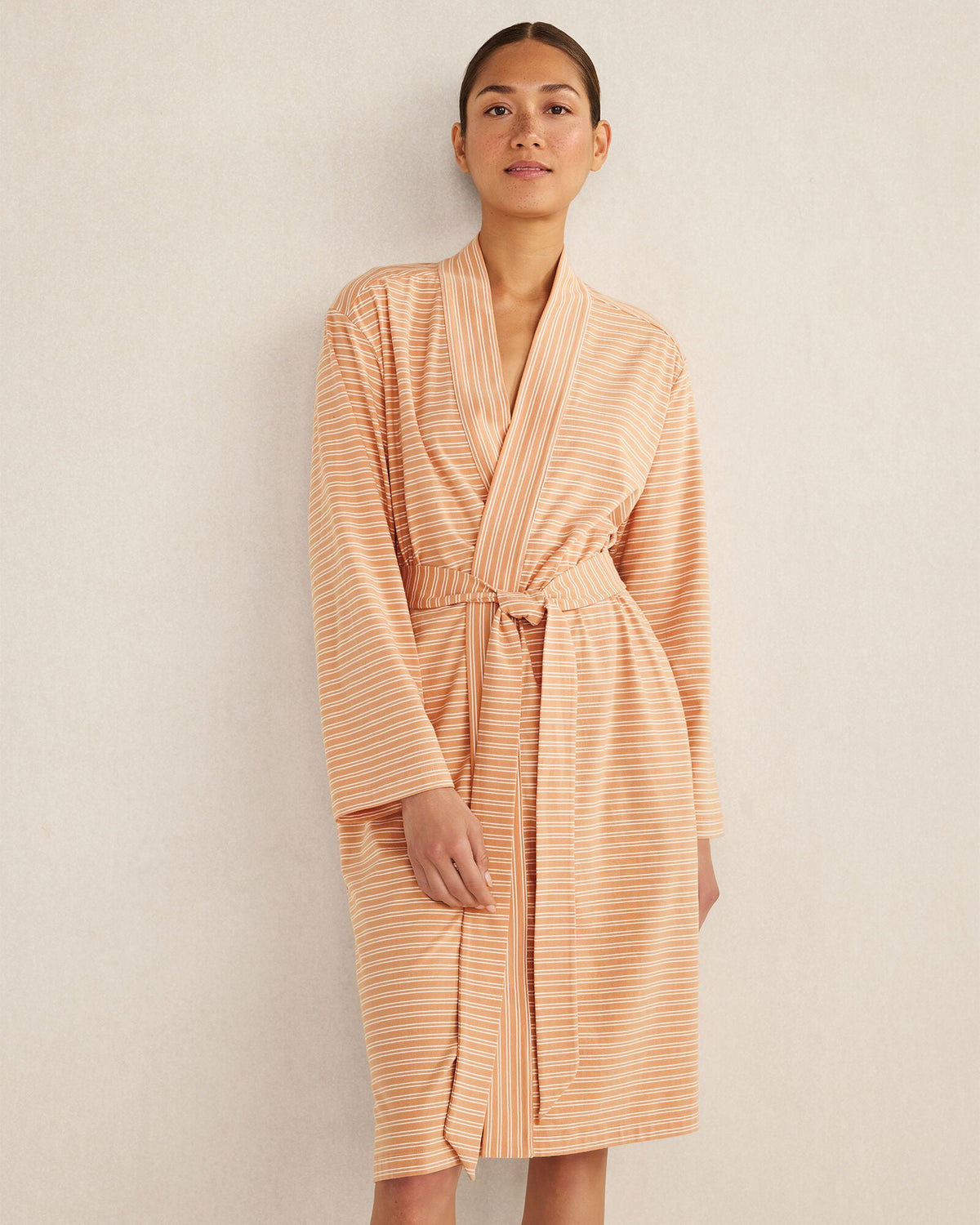 ORGANIC COTTON JERSEY STRIPED ROBE | Talbots