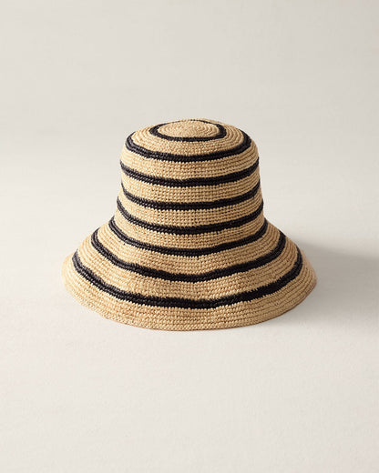 RAFFIA STRIPED BUCKET HAT | Talbots