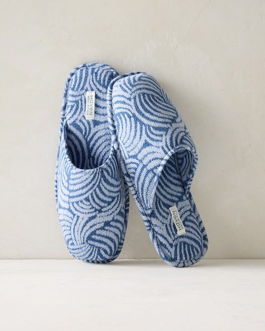 ORGANIC COTTON JERSEY ABSTRACT WAVE SLIPPERS | Talbots