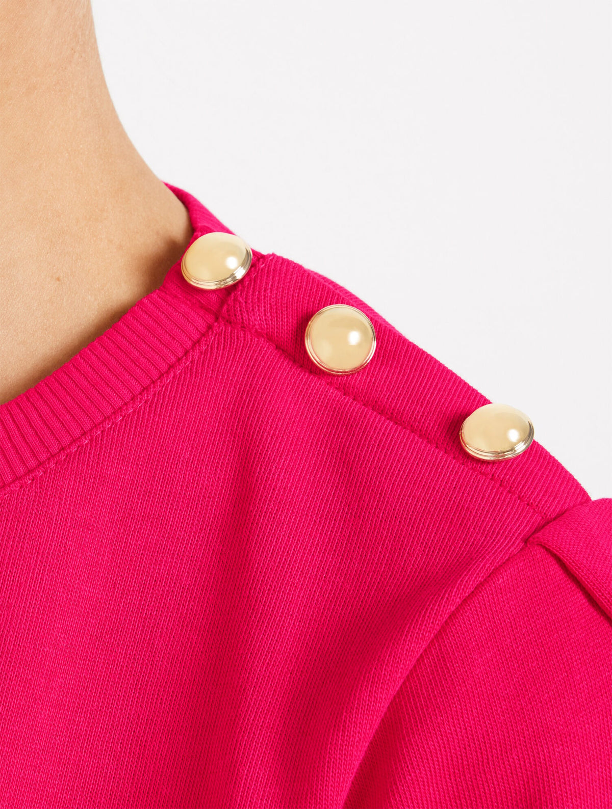 BUTTON SHOULDER CREWNECK SWEATSHIRT | Talbots