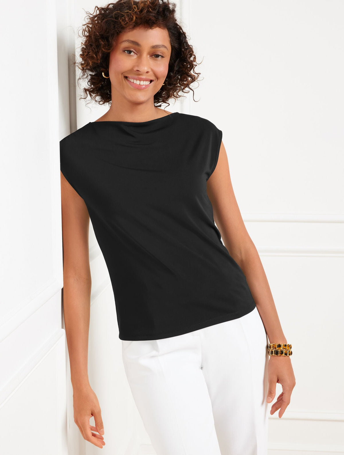 MATTE JERSEY FUNNEL NECK SHELL | Talbots