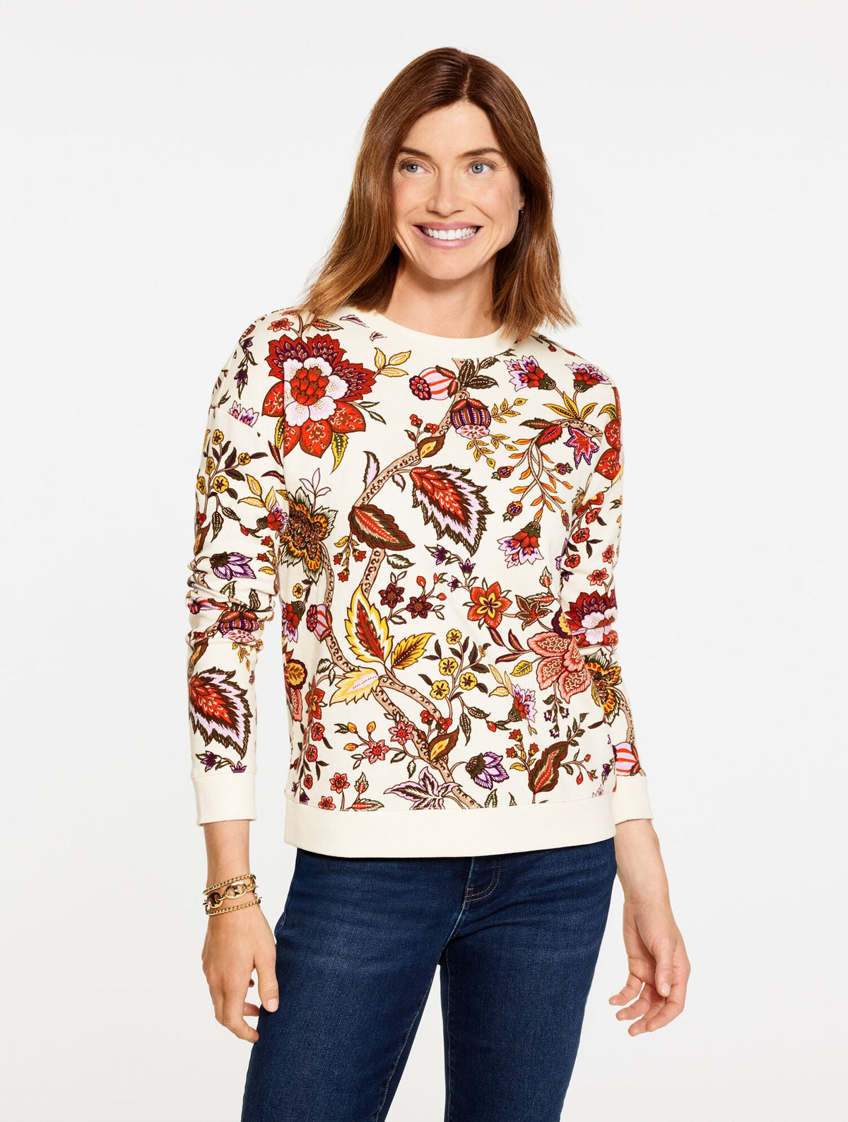 CREWNECK SWEATSHIRT - BLOOMING JACOBEAN | Talbots