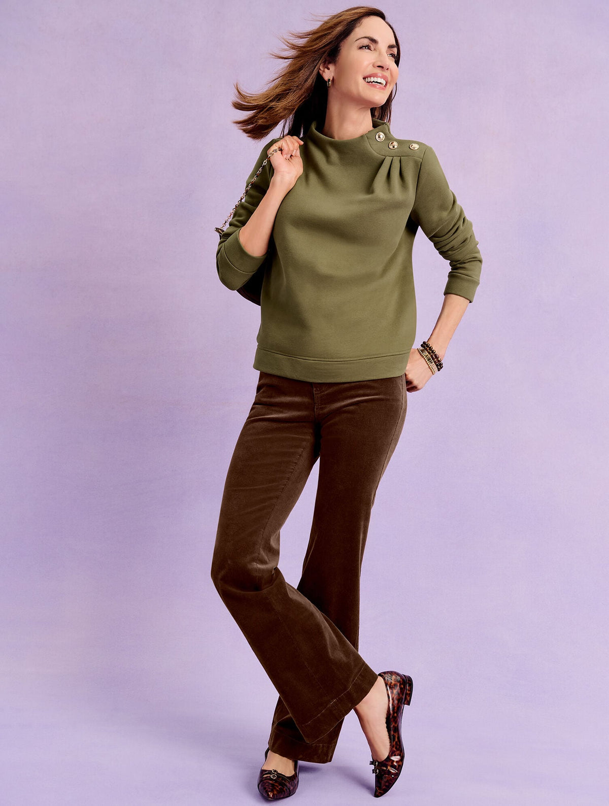 BUTTON SHOULDER SWEATSHIRT | Talbots