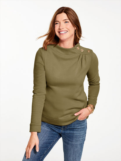 BUTTON SHOULDER SWEATSHIRT | Talbots