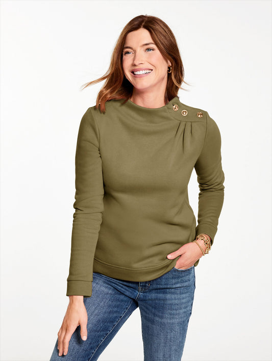 BUTTON SHOULDER SWEATSHIRT | Talbots