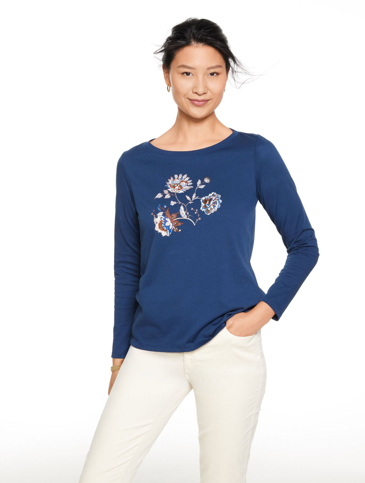 LONG SLEEVE CREWNECK TEE - FULL BLOOM | Talbots