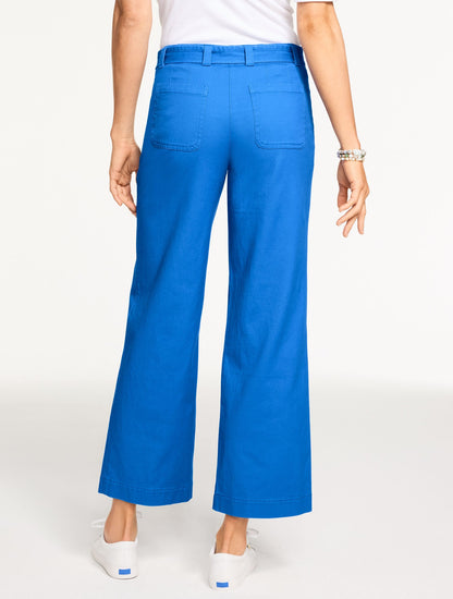 WIDE ANKLE BELTED TWILL PANTS | Talbots