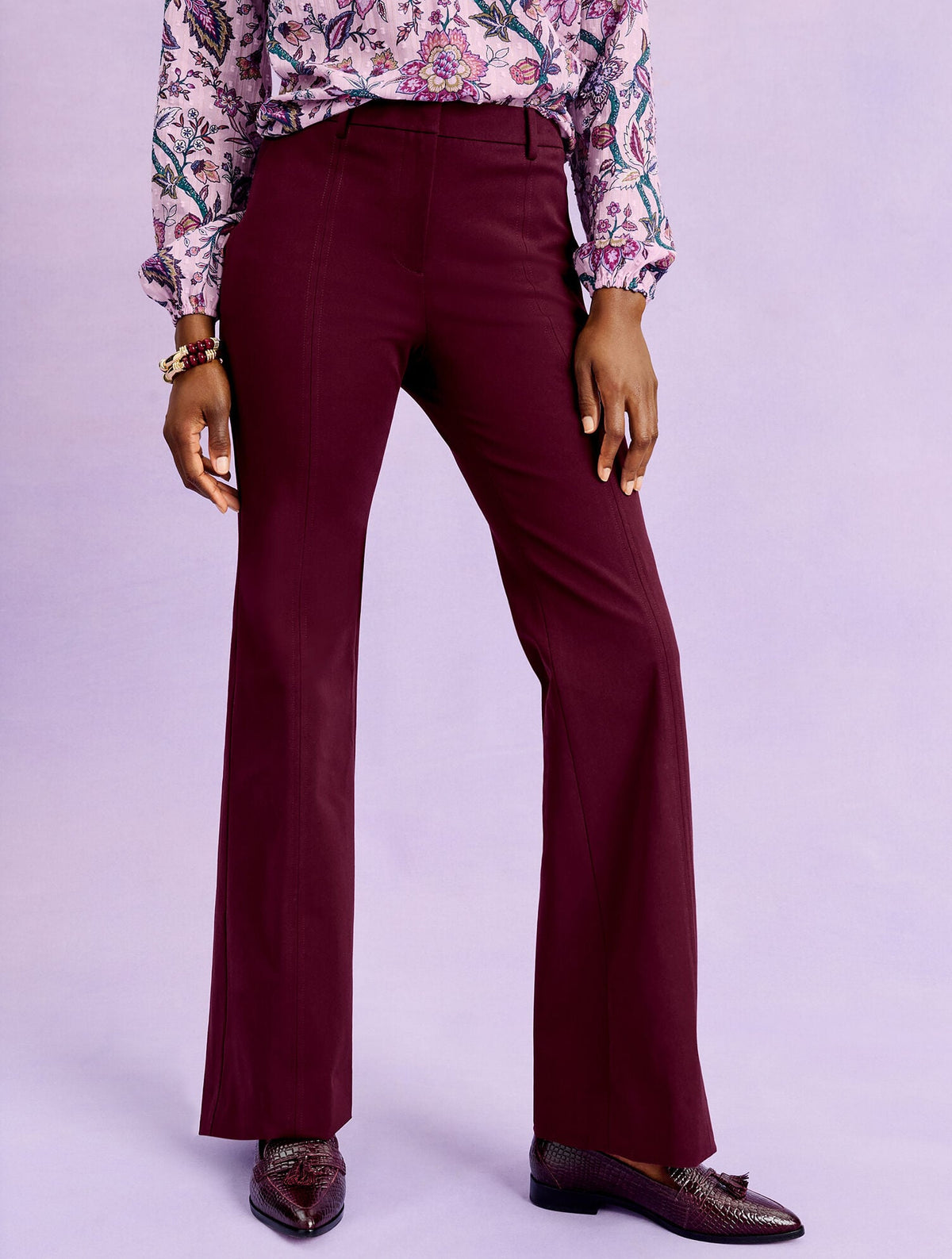 FLARE LEG COTTON BI-STRETCH PANTS | Talbots