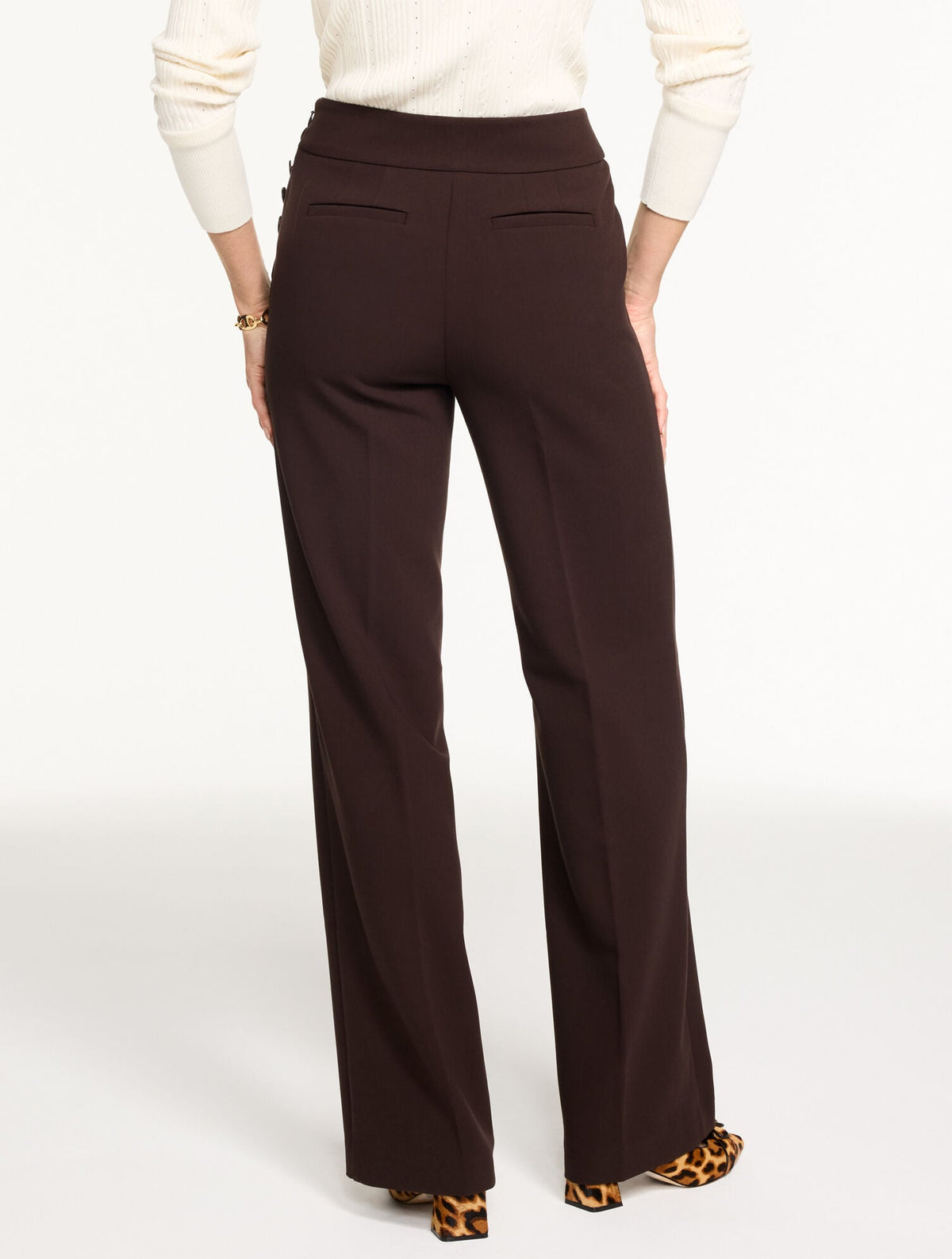 TALBOTS GREENWICH TAILORED STRETCH WIDE LEG PANTS | Talbots