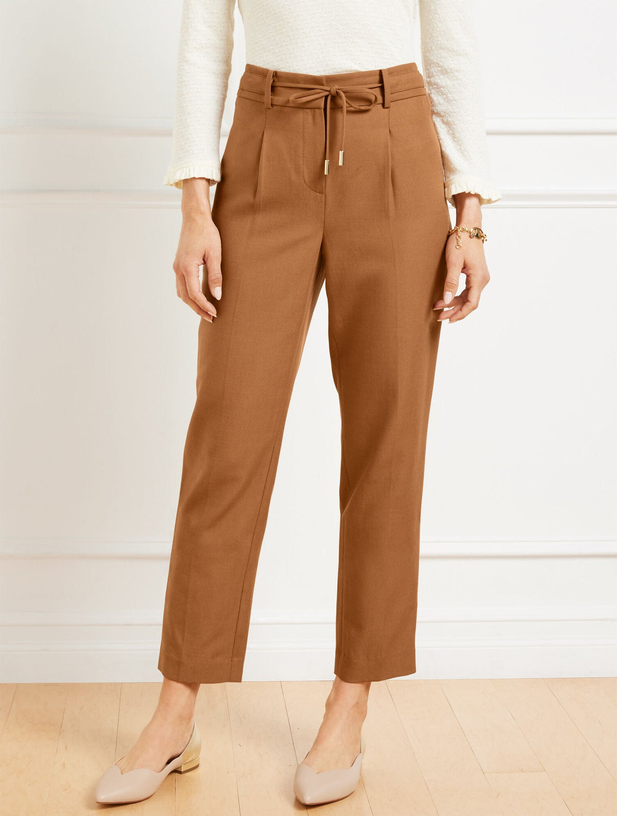 TAPERED ANKLE PLEATED PANTS | Talbots