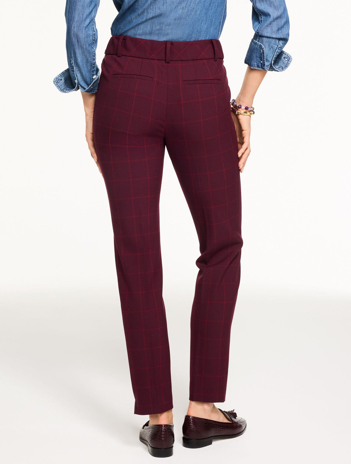 TALBOTS HAMPSHIRE STRAIGHT ANKLE PANTS - AUTUMN WINDOWPANE | Talbots