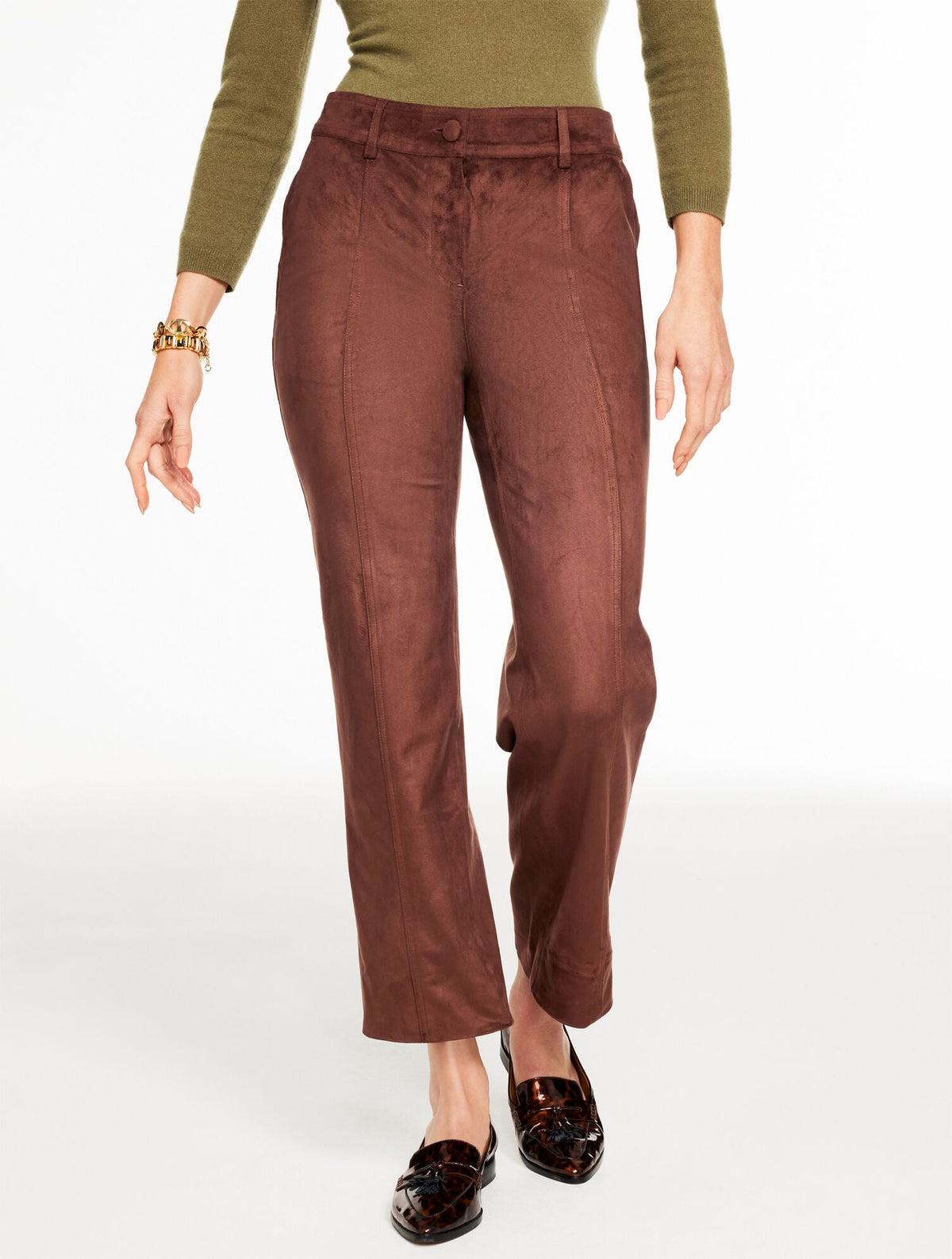 SLIM WIDE ANKLE FAUX SUEDE PANTS | Talbots