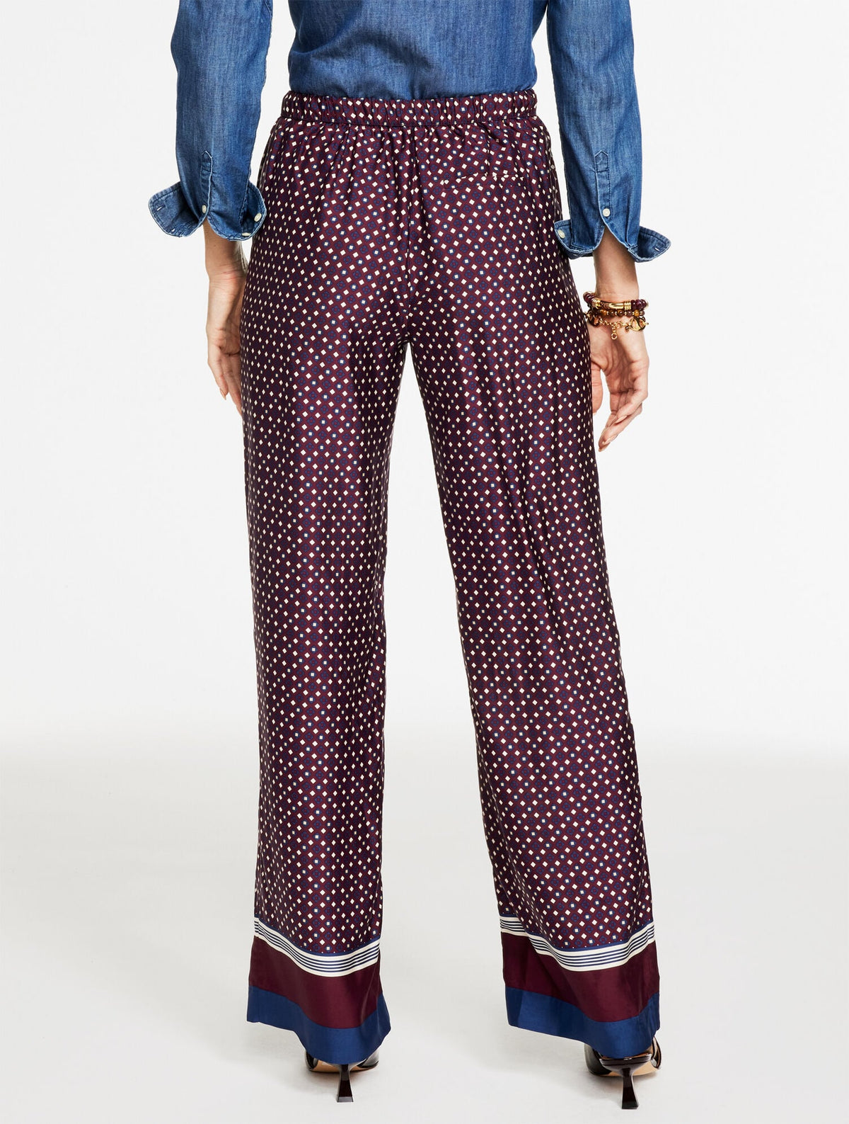 WIDE LEG PULL-ON PANTS - RADIANT BORDER | Talbots