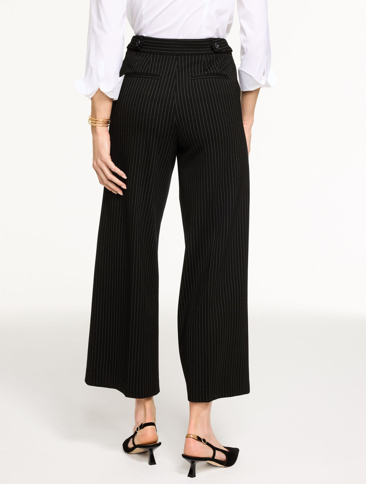 WIDE ANKLE PINSTRIPE PONTE PANTS | Talbots