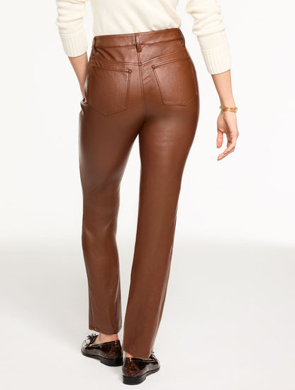 STRAIGHT LEG FAUX LEATHER PANTS | Talbots