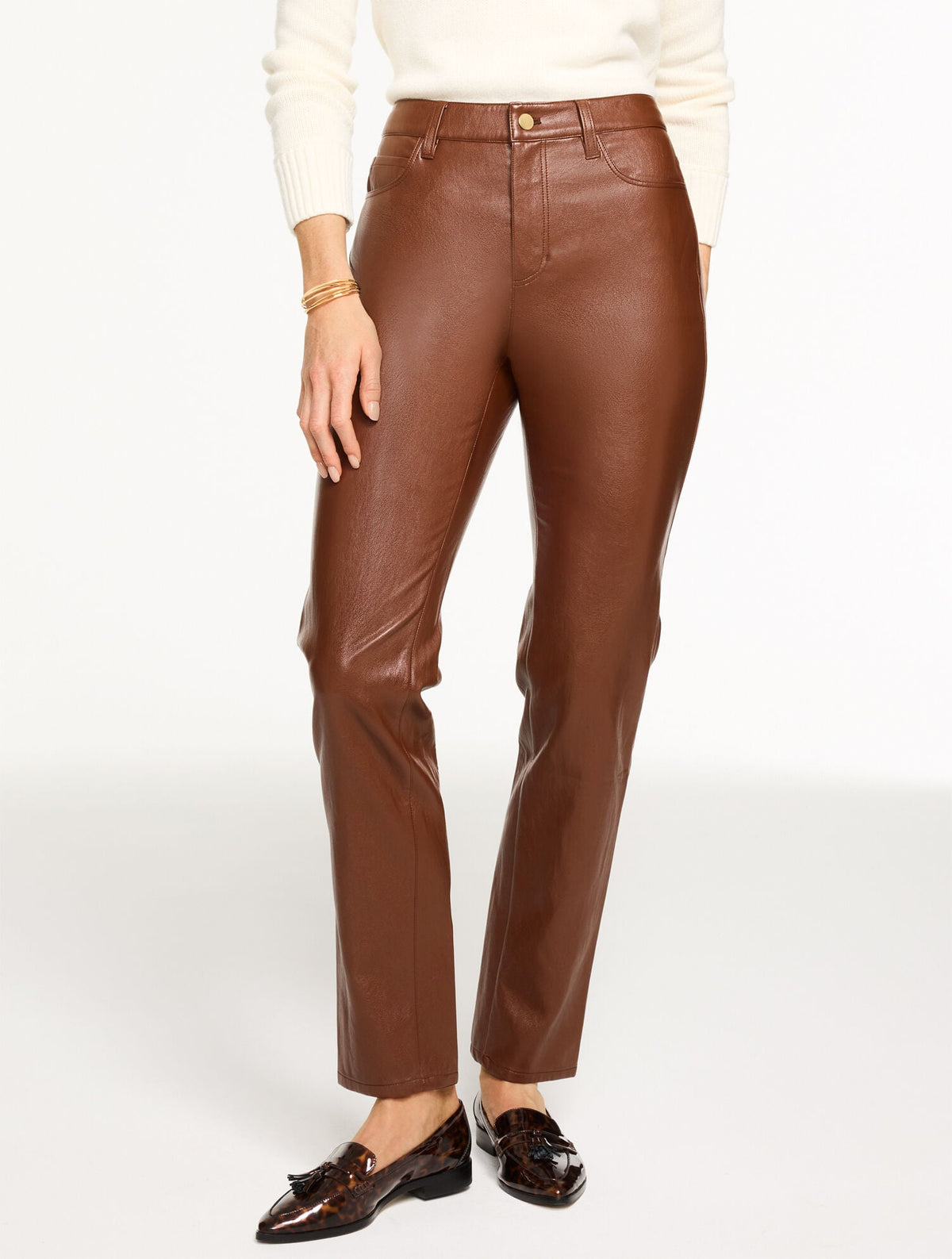 STRAIGHT LEG FAUX LEATHER PANTS | Talbots