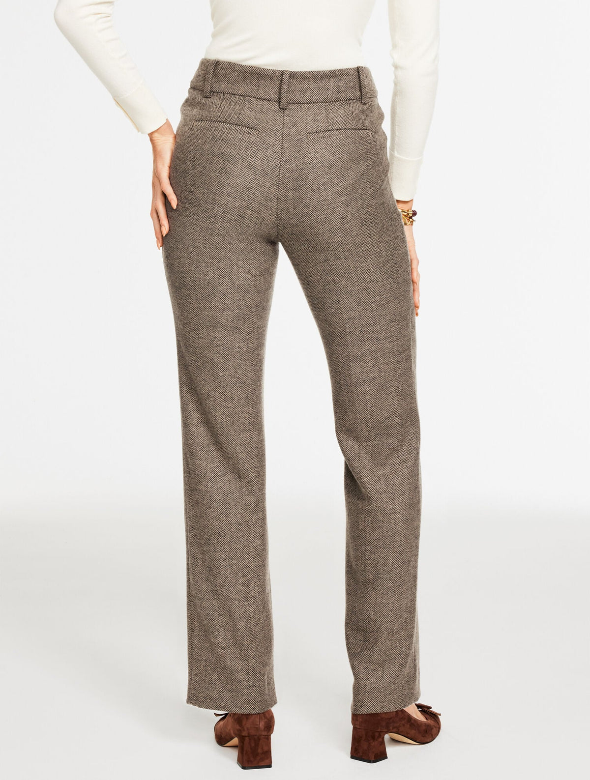 TALBOTS SOUTHAMPTON WOOL STRAIGHT LEG PANTS - HERRINGBONE | Talbots