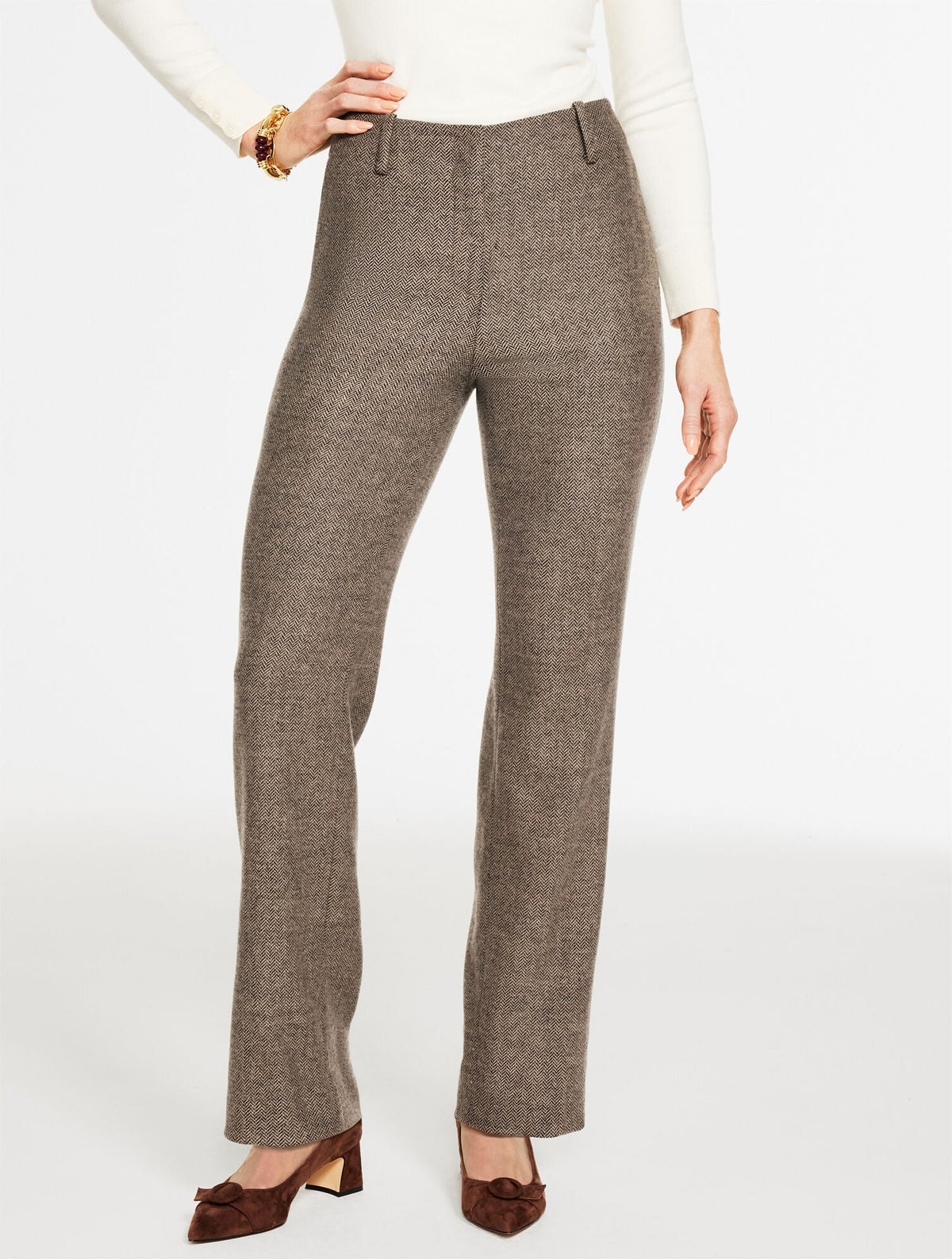 TALBOTS SOUTHAMPTON WOOL STRAIGHT LEG PANTS - HERRINGBONE | Talbots