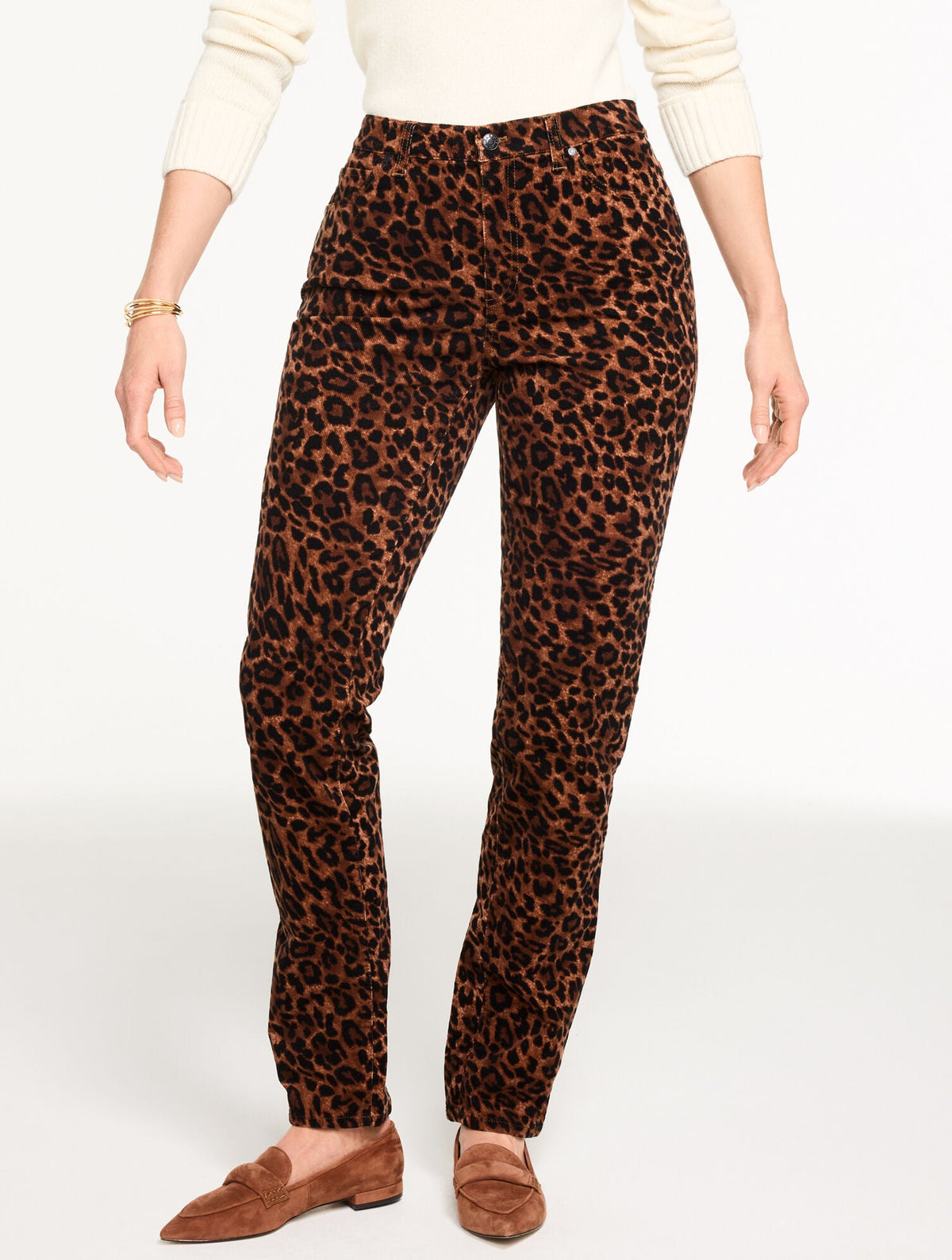 STRAIGHT LEG STRETCH CORDUROY PANTS - SPECTACULAR ANIMAL - CURVY FIT | Talbots