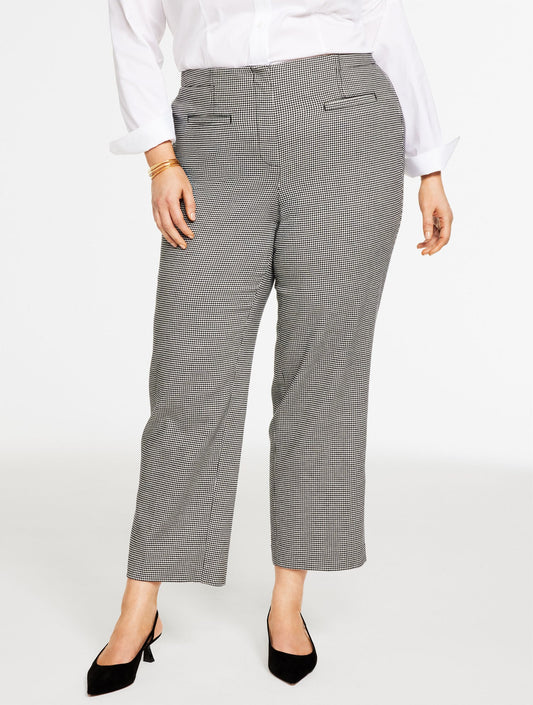 PLUS EXCLUSIVE SLIM WIDE ANKLE PANTS - HARVEST HOUNDSTOOTH | Talbots