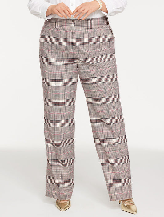 PLUS EXCLUSIVE TALBOTS GREENWICH TAILORED STRETCH WIDE LEG PANTS - MANSFIELD GLEN PLAID | Talbots