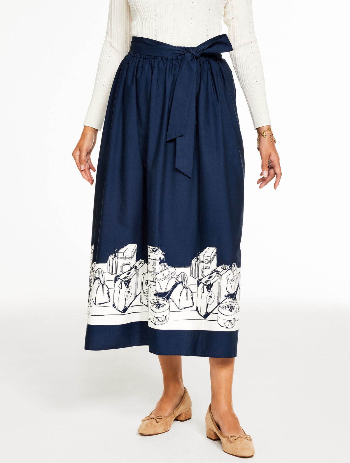 MODERN POPLIN PLEATED SKIRT - BON VOYAGE | Talbots