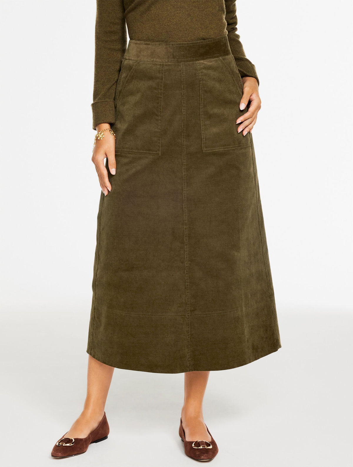 CORDUROY FIT & FLARE SKIRT | Talbots