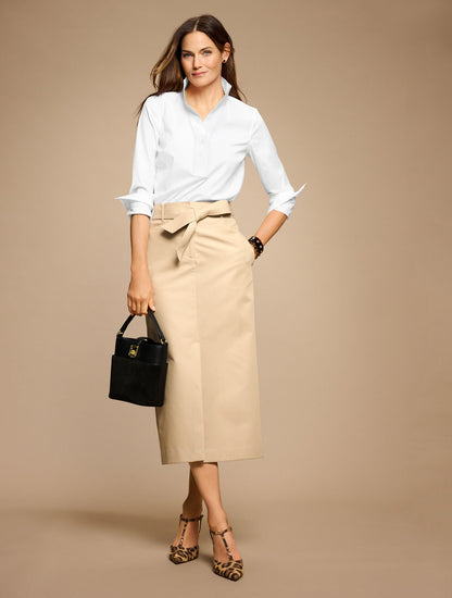 SLEEK TWILL TROUSER SKIRT | Talbots