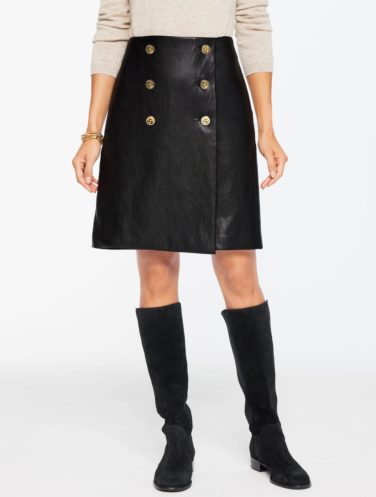 FAUX LEATHER A-LINE SKIRT | Talbots