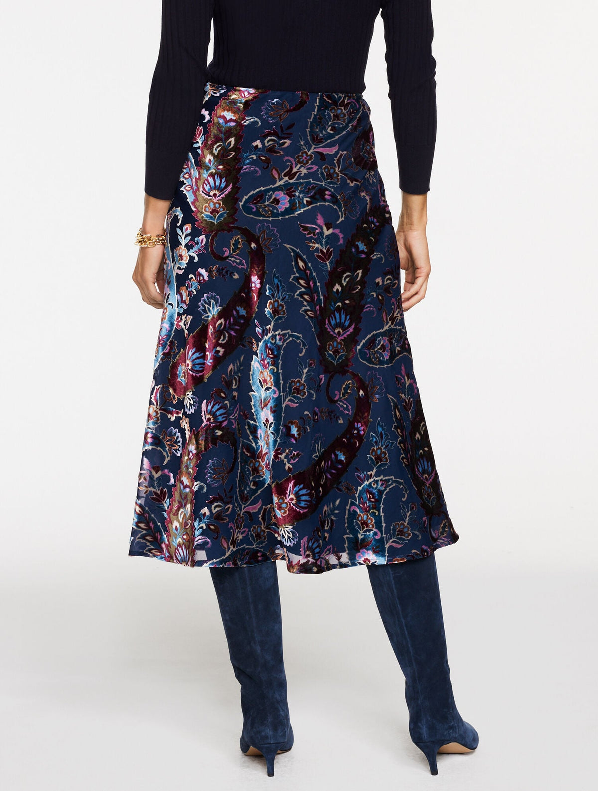 BURNOUT VELVET SKIRT - FLORAL PAISLEY | Talbots