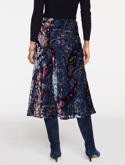 BURNOUT VELVET SKIRT - FLORAL PAISLEY | Talbots