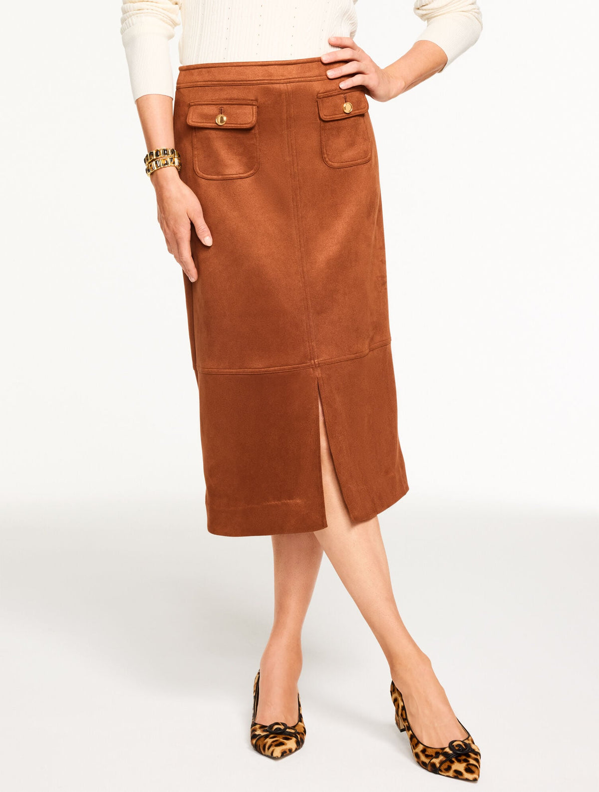 FAUX SUEDE MIDI SKIRT | Talbots
