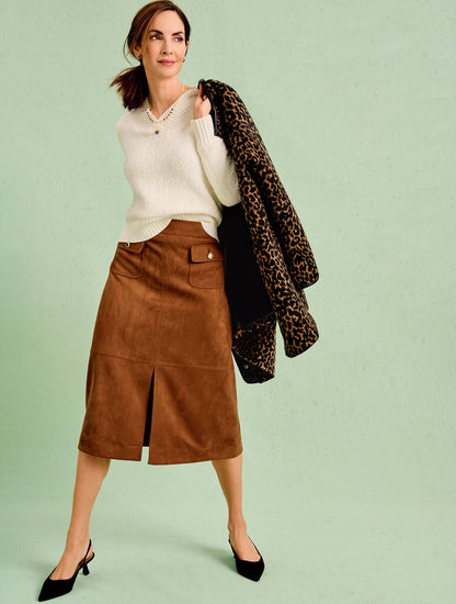 FAUX SUEDE MIDI SKIRT | Talbots