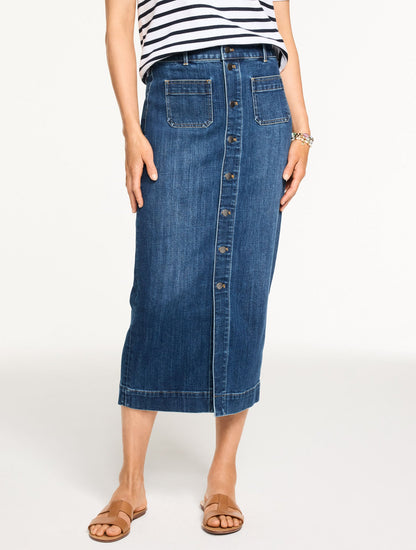 DENIM MIDI SKIRT - CORONADO WASH | Talbots