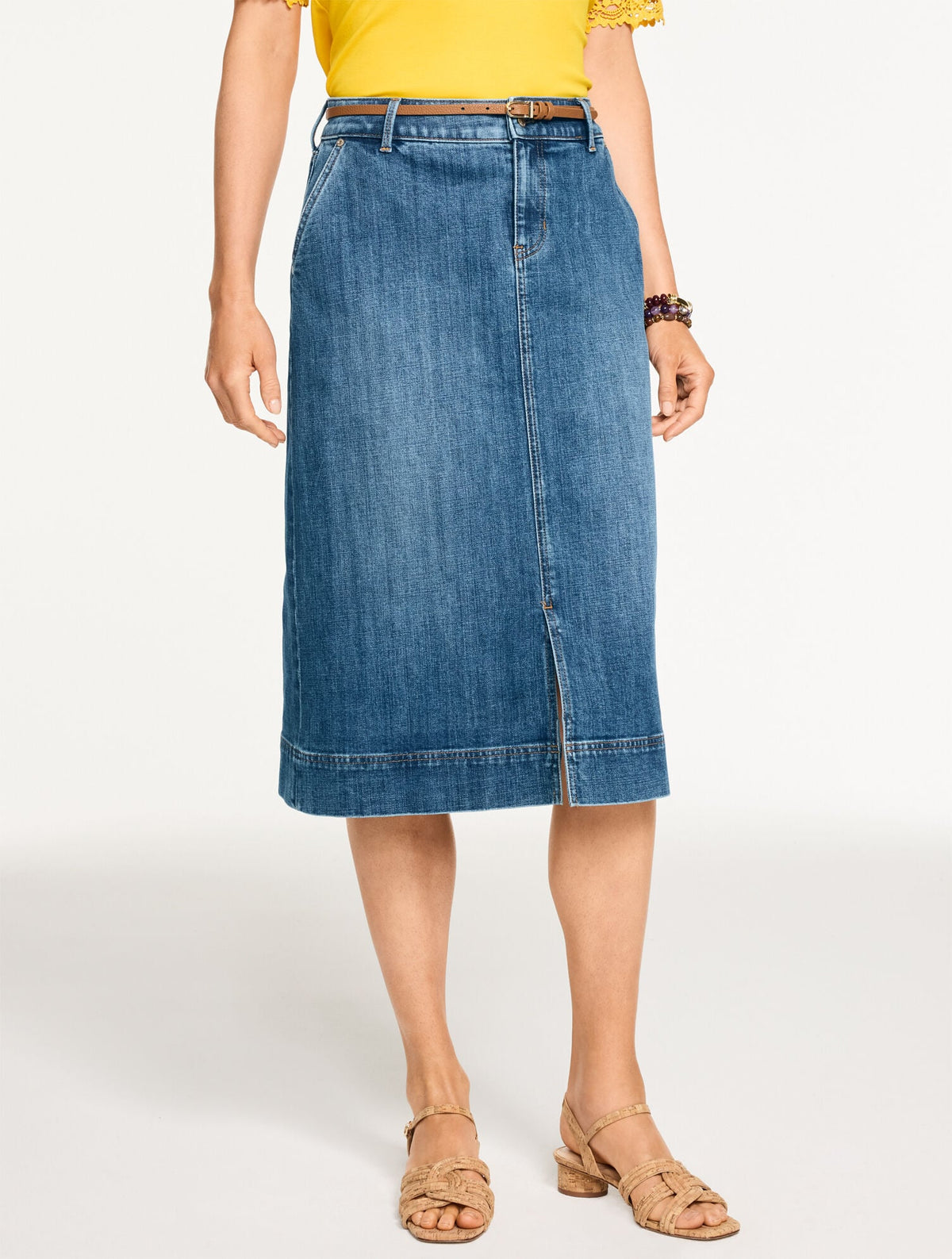DENIM A-LINE MIDI SKIRT - CARDIFF WASH | Talbots
