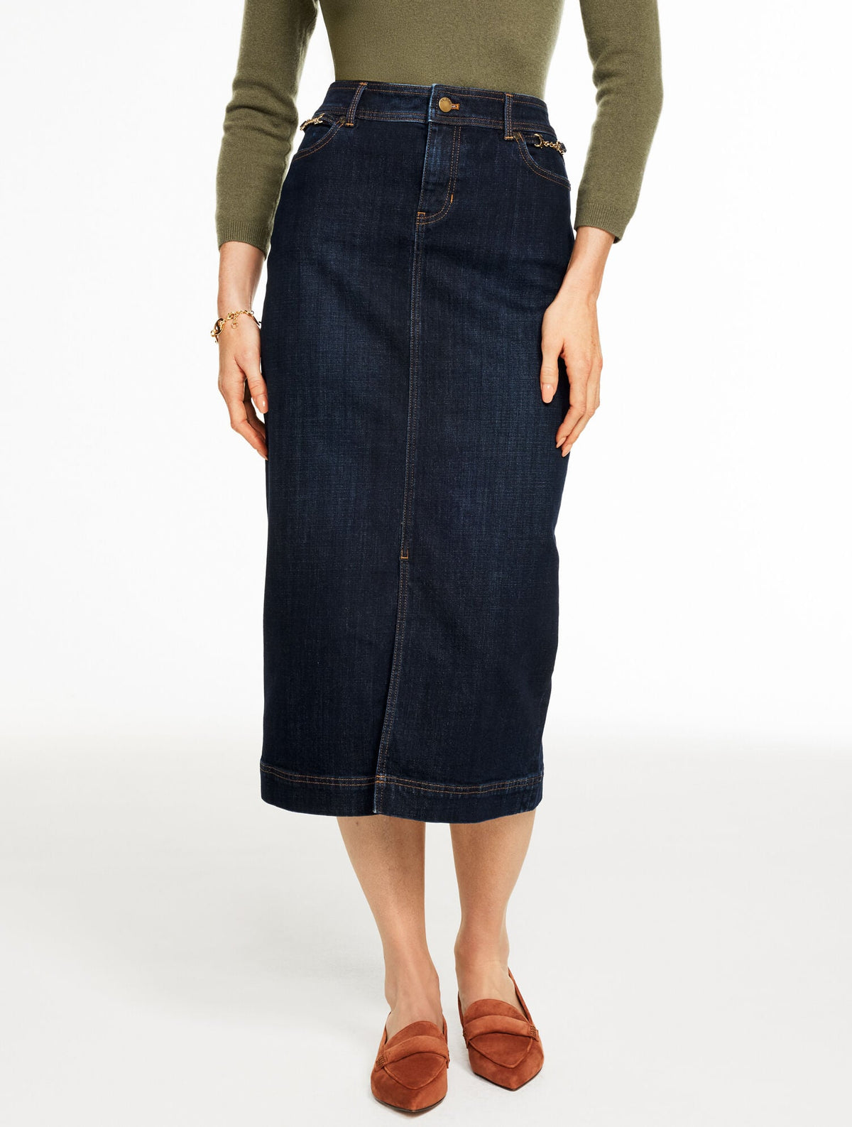 DENIM MIDI SKIRT - MANOR WASH | Talbots