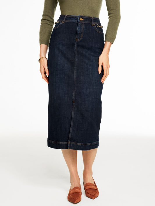 DENIM MIDI SKIRT - MANOR WASH | Talbots