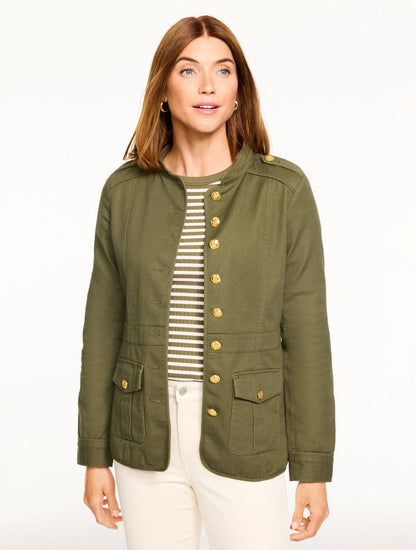 SLUB TWILL MILITARY JACKET | Talbots